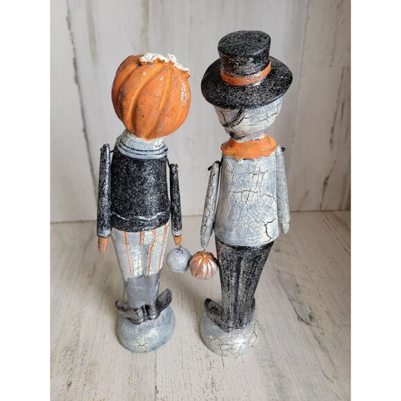 Living quarters rustic masquerade ball skeleton pumpkin glitter figure set folk - Picture 8 of 8
